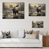 Brown White Moose Winter Majesty - Wood Wall Art