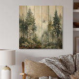 Pine Tree Misty Morning II - Wood Wall Art