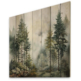 Pine Tree Misty Morning II - Wood Wall Art