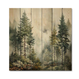 Pine Tree Misty Morning II - Wood Wall Art