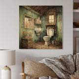 Vintage Toilet Farmhouse Retro I - Wood Wall Art