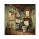 Vintage Toilet Farmhouse Retro I - Wood Wall Art