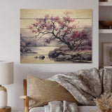 Purple Tree Dusk Symphony Landscape II - Wood Wall Art