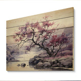 Purple Tree Dusk Symphony Landscape II - Wood Wall Art