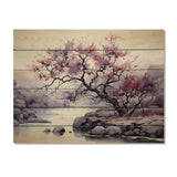 Purple Tree Dusk Symphony Landscape II - Wood Wall Art