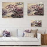 Purple Tree Dusk Symphony Landscape II - Wood Wall Art