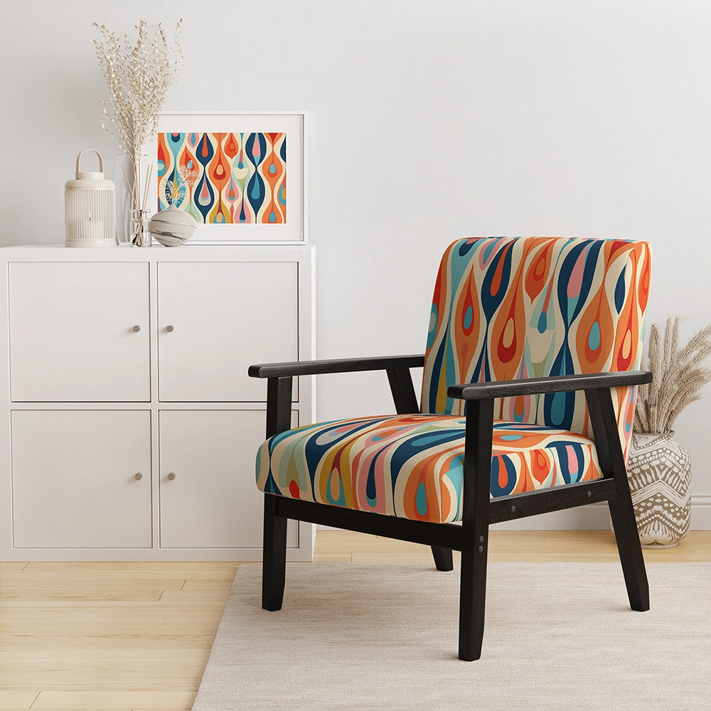 Designart Retro Abstract Drops XI- Upholstered Accent Chair