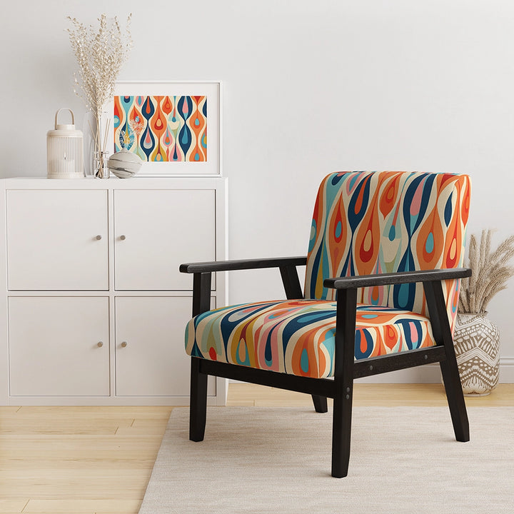 Designart Retro Abstract Drops XI- Upholstered Accent Chair
