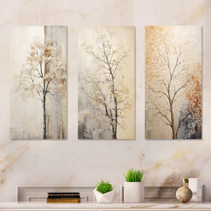Beige Trees Oak Solitude - Multi-Panels