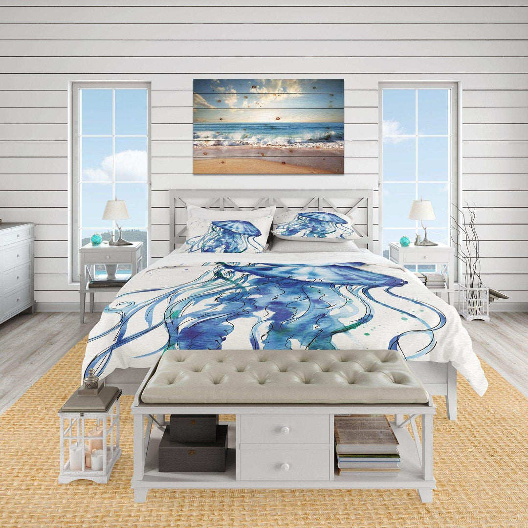 Blue Deep Sea X - Beach Duvet Cover Set