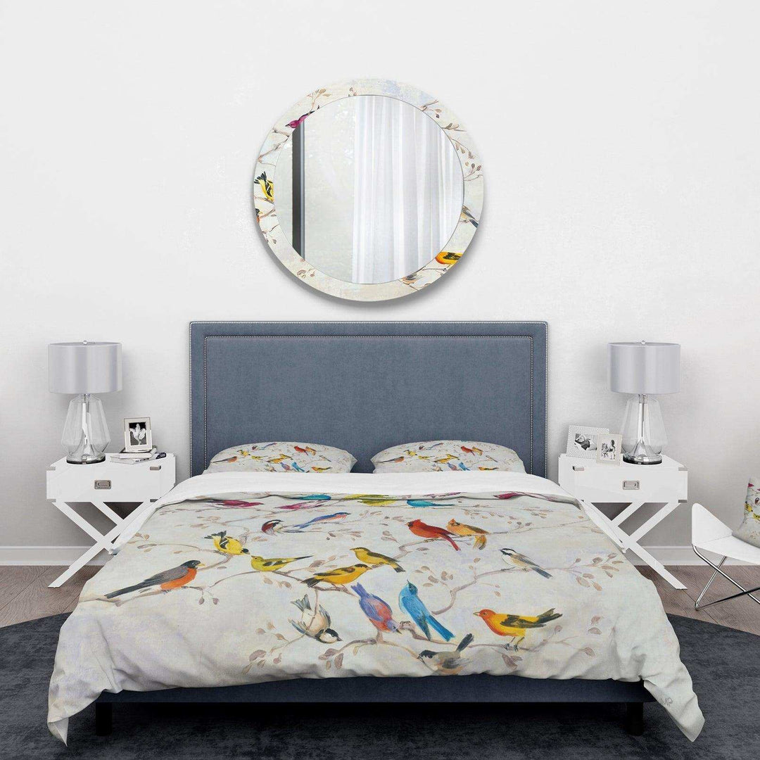 Multi-Color Bird on Tree - Country Charm Duvet Cover Set