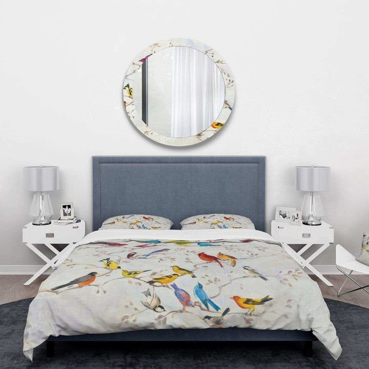 Multi-Color Bird on Tree - Country Charm Duvet Cover Set