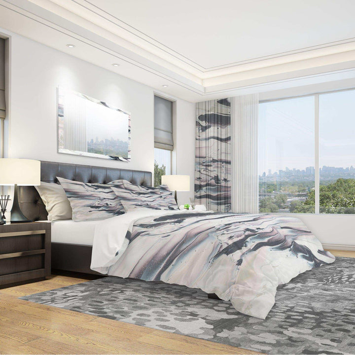 Grey Marbling V - Abstract Duvet Cover Set