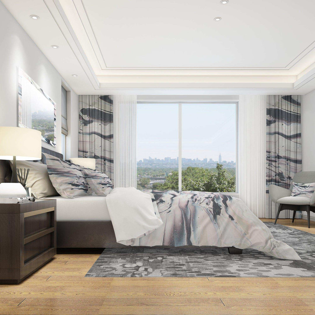 Grey Marbling V - Abstract Duvet Cover Set