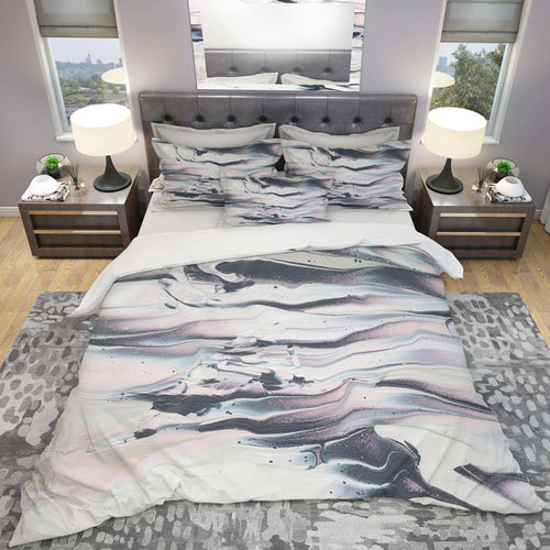 Grey Marbling V - Abstract Duvet Cover Set