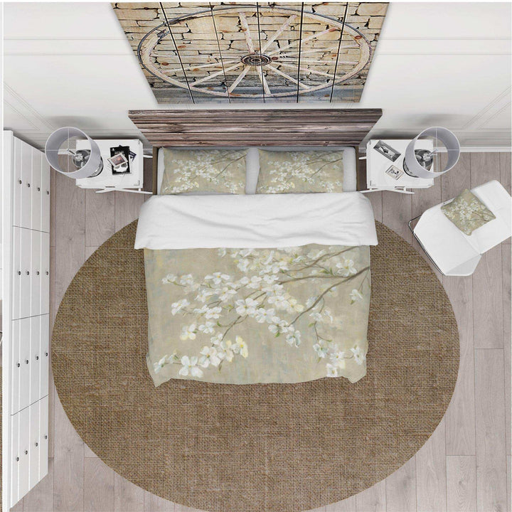 Dogwood in Spring Neutral - Floral Duvet Cover Set