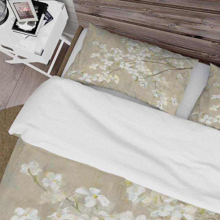 Dogwood in Spring Neutral - Floral Duvet Cover Set