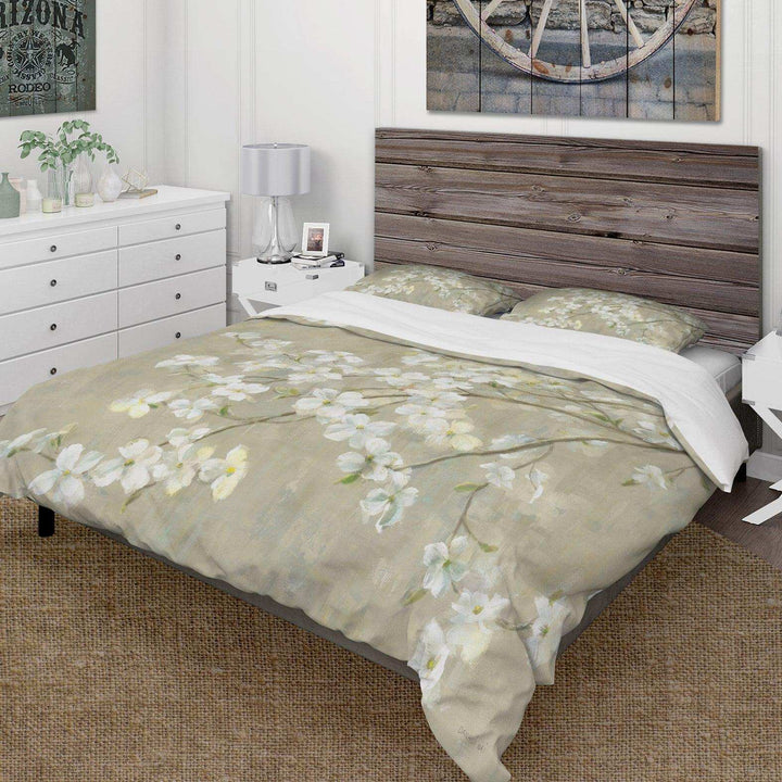 Dogwood in Spring Neutral - Floral Duvet Cover Set