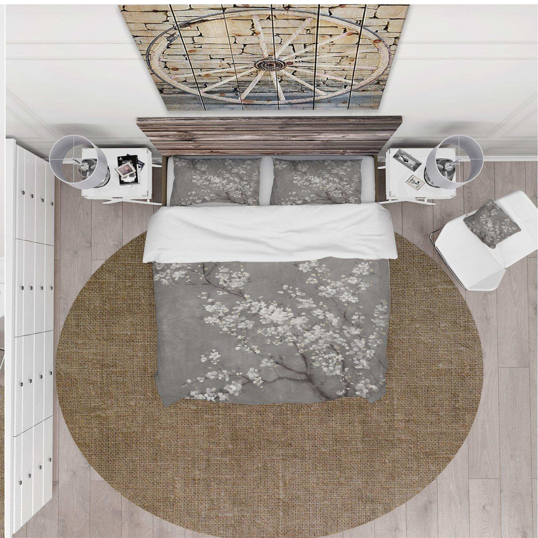 White Cherry Blossoms II - Farmhouse Duvet Cover Set