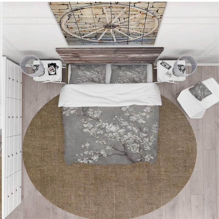 White Cherry Blossoms II - Farmhouse Duvet Cover Set