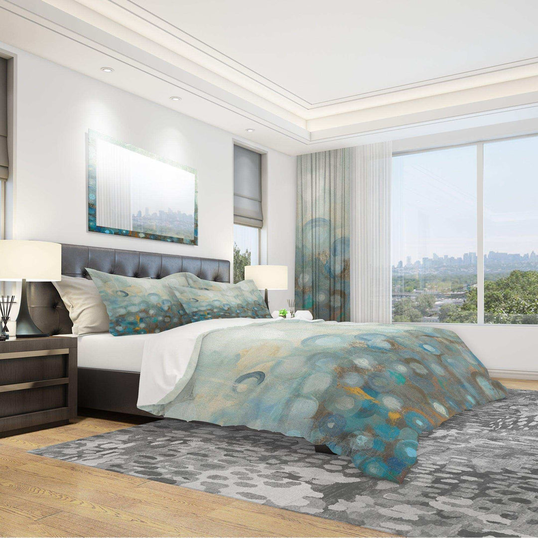 Blue and Bronze Dots on Glass II - Abstract Duvet Cover Set