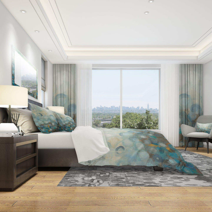 Blue and Bronze Dots on Glass II - Abstract Duvet Cover Set