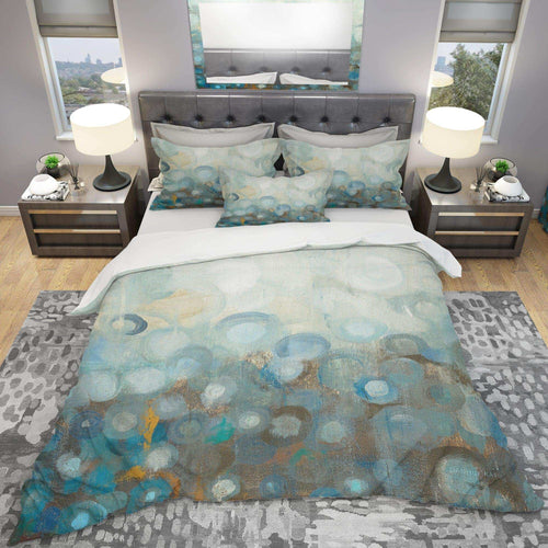 Blue and Bronze Dots on Glass II - Abstract Duvet Cover Set