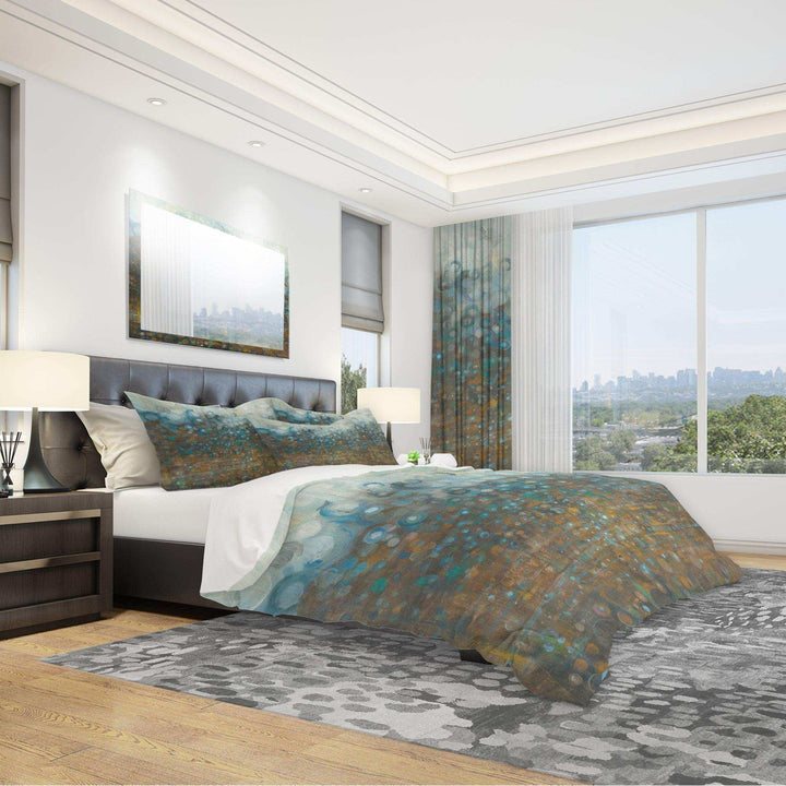 Blue and Bronze Dots - Abstract Duvet Cover Set
