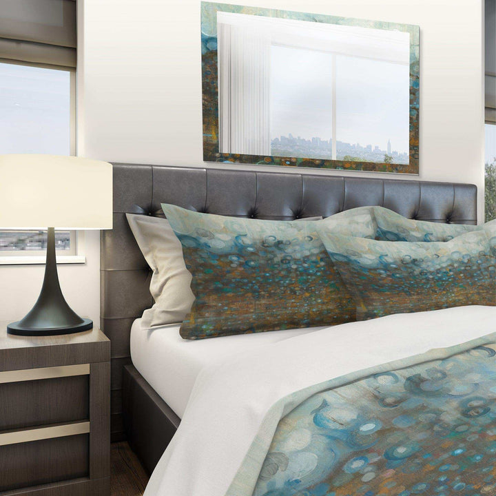 Blue and Bronze Dots - Abstract Duvet Cover Set