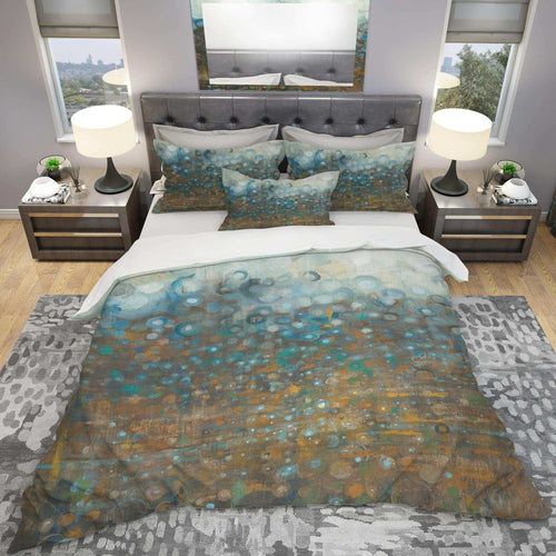 Blue and Bronze Dots - Abstract Duvet Cover Set