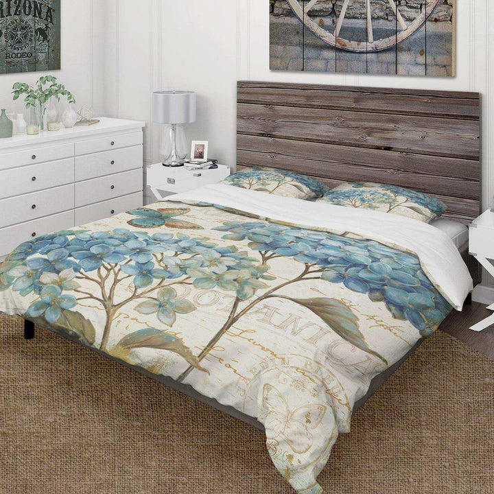 Butterfly Blue Garden II - Floral Duvet Cover Set