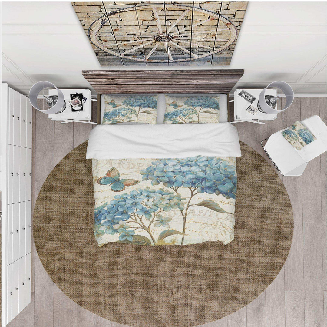 Butterfly Blue Garden II - Floral Duvet Cover Set