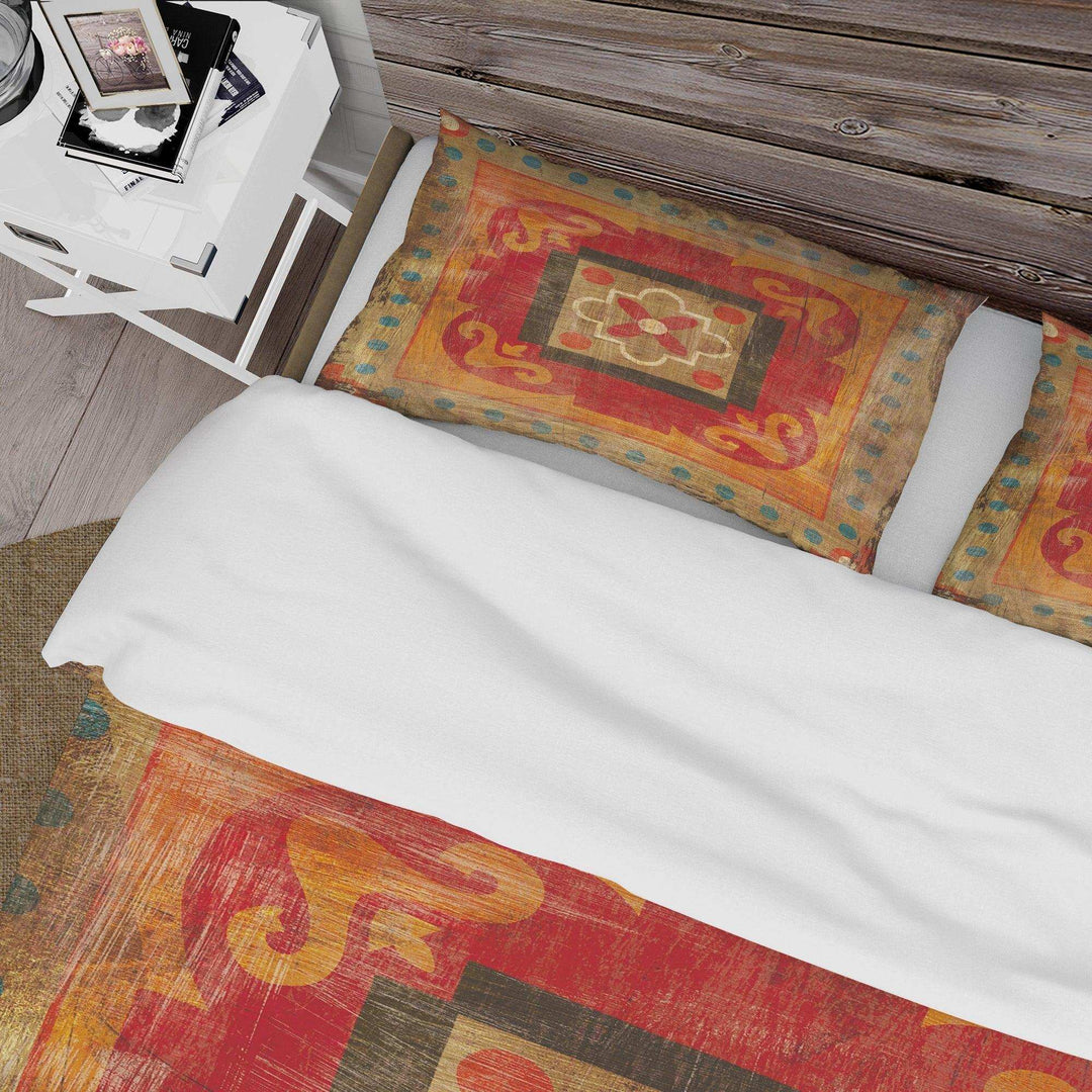 Moroccan Orange Tiles Collage II - Abstract Duvet Cover Set