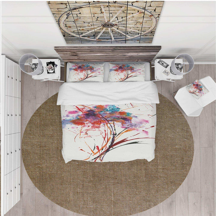 Abstract Red Flowers - Cottage Duvet Cover Set