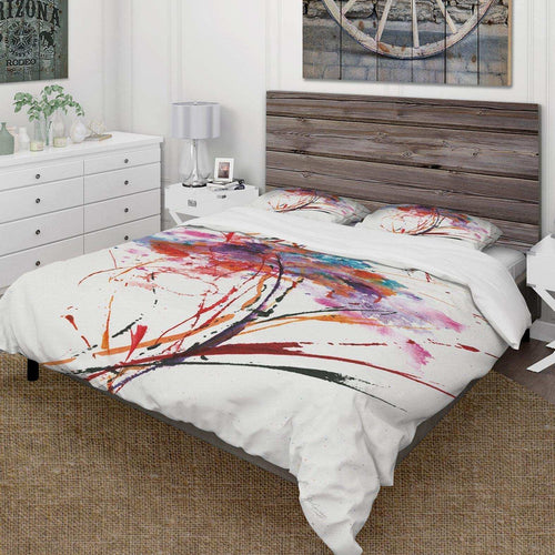 Abstract Red Flowers - Floral Duvet Cover Set