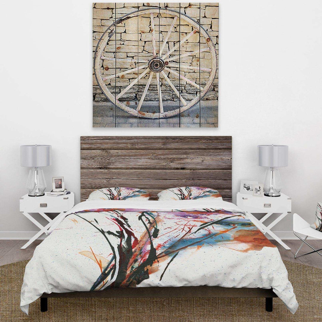 Abstract Purple and Blue Flowers - Floral Duvet Cover Set