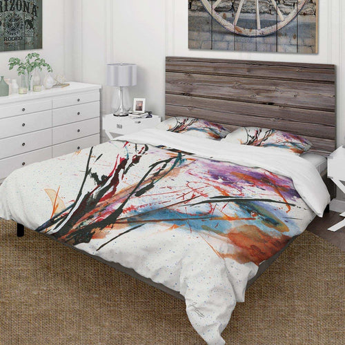 Abstract Purple and Blue Flowers - Floral Duvet Cover Set