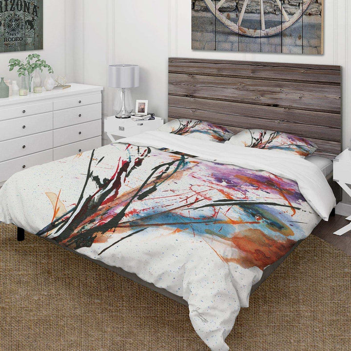Abstract Purple and Blue Flowers - Floral Duvet Cover Set