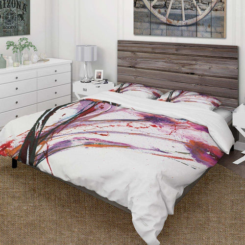 Abstract Purple Flowers - Floral Duvet Cover Set