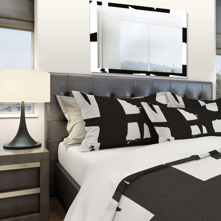 Black &amp; White Crossing Paths II - Abstract Duvet Cover Set