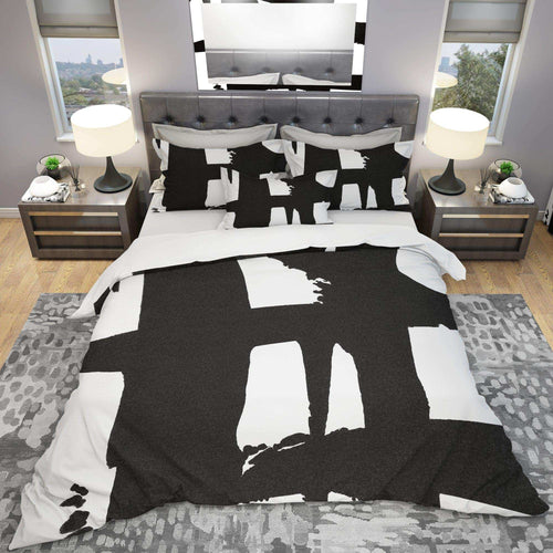 Black & White Crossing Paths II - Abstract Duvet Cover Set