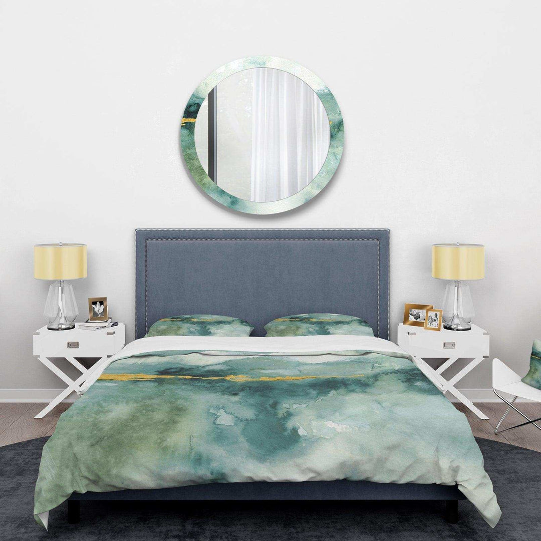 Blue Watercolor Impression with Gold - Abstract Duvet Cover Set