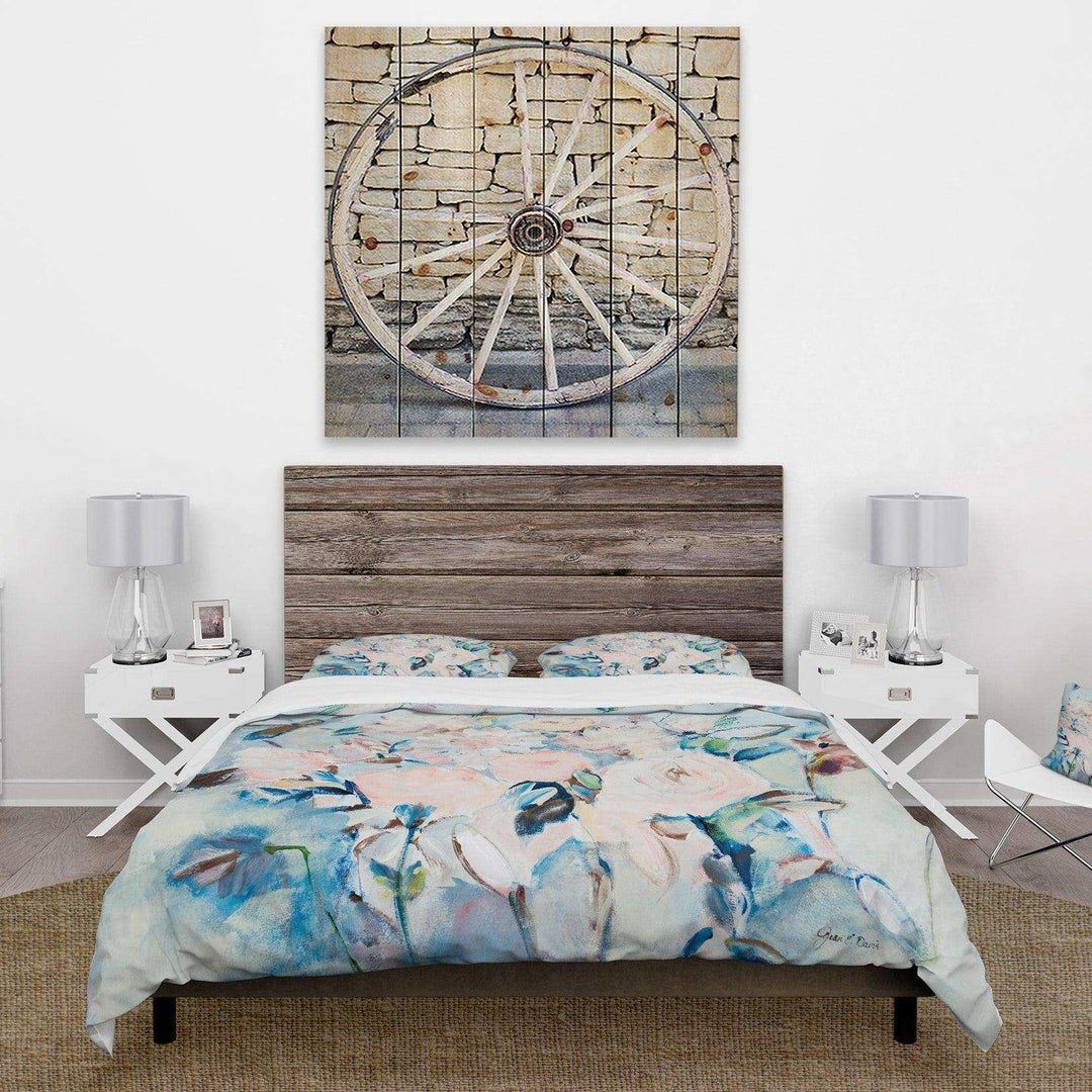 Abstract Pink Flowers Farmhouse - Floral Duvet Cover Set