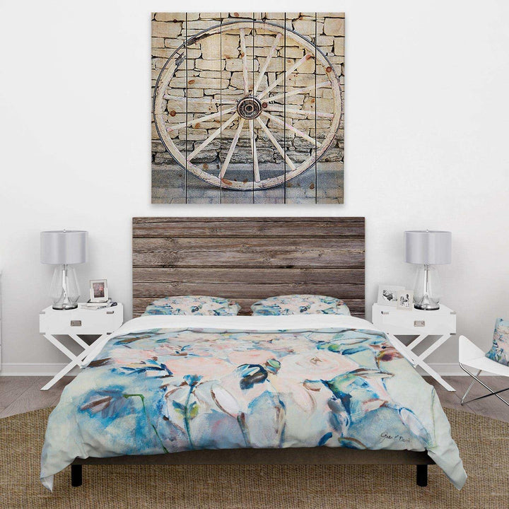 Abstract Pink Flowers Farmhouse - Floral Duvet Cover Set