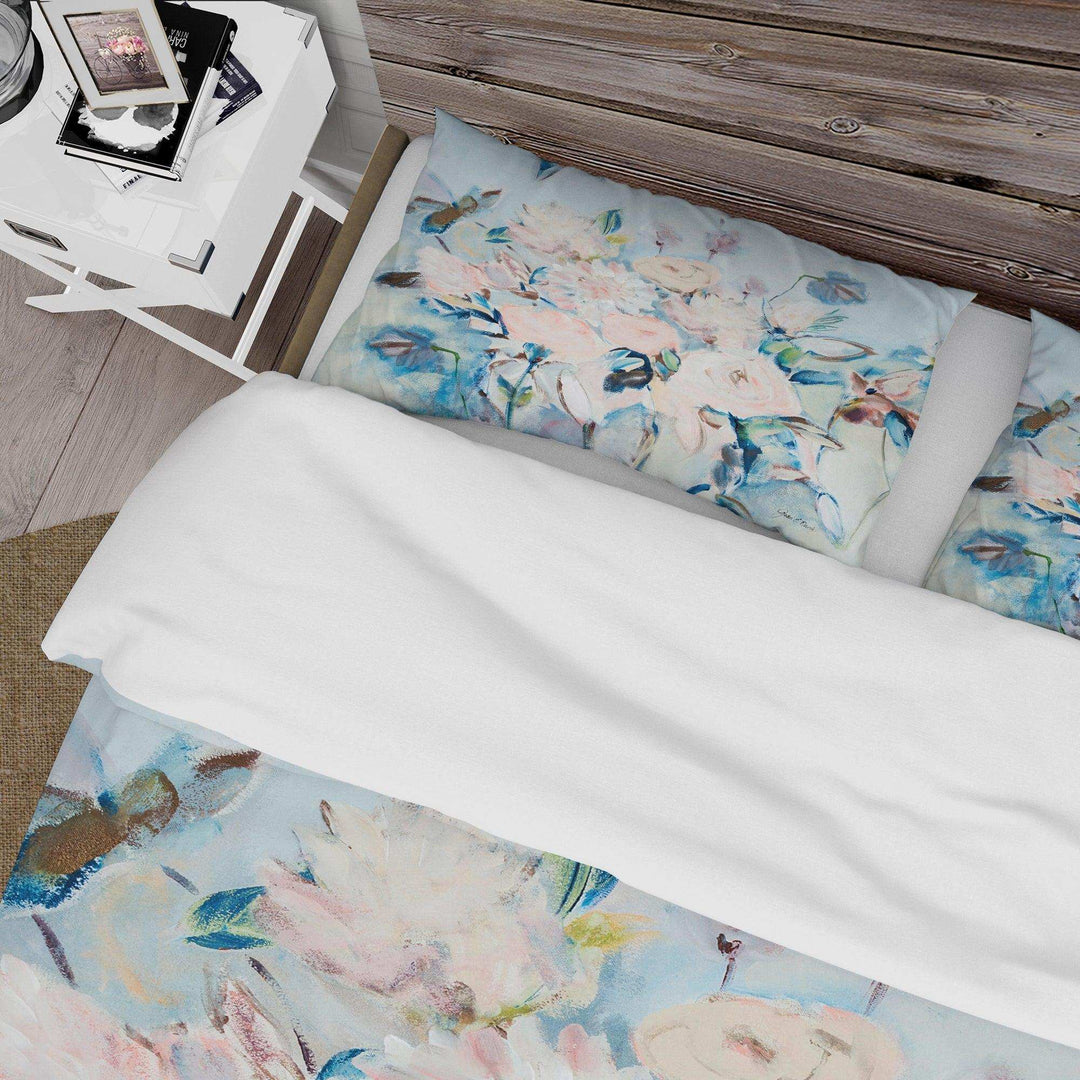 Abstract Pink Flowers Farmhouse - Floral Duvet Cover Set