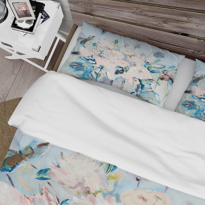 Abstract Pink Flowers Farmhouse - Floral Duvet Cover Set
