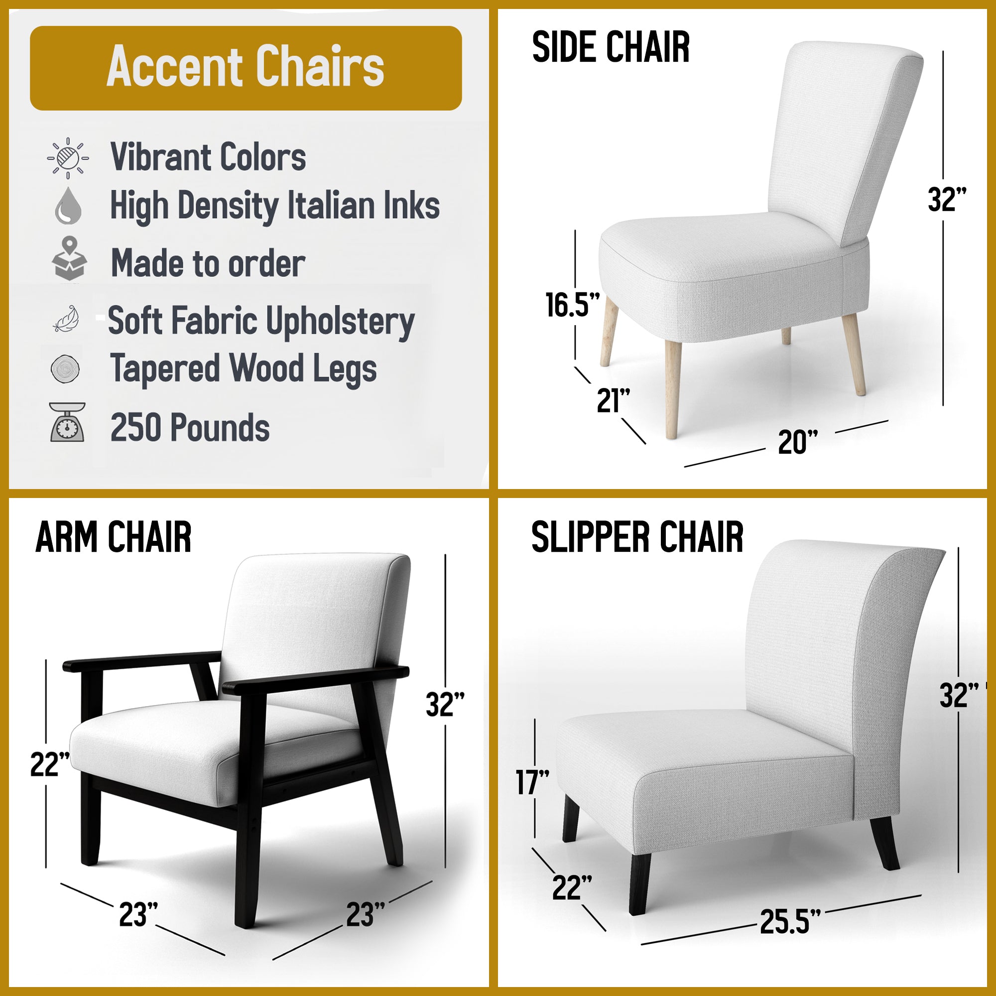 Geometric Monochrome Pattern II Mid-Century Accent Chair