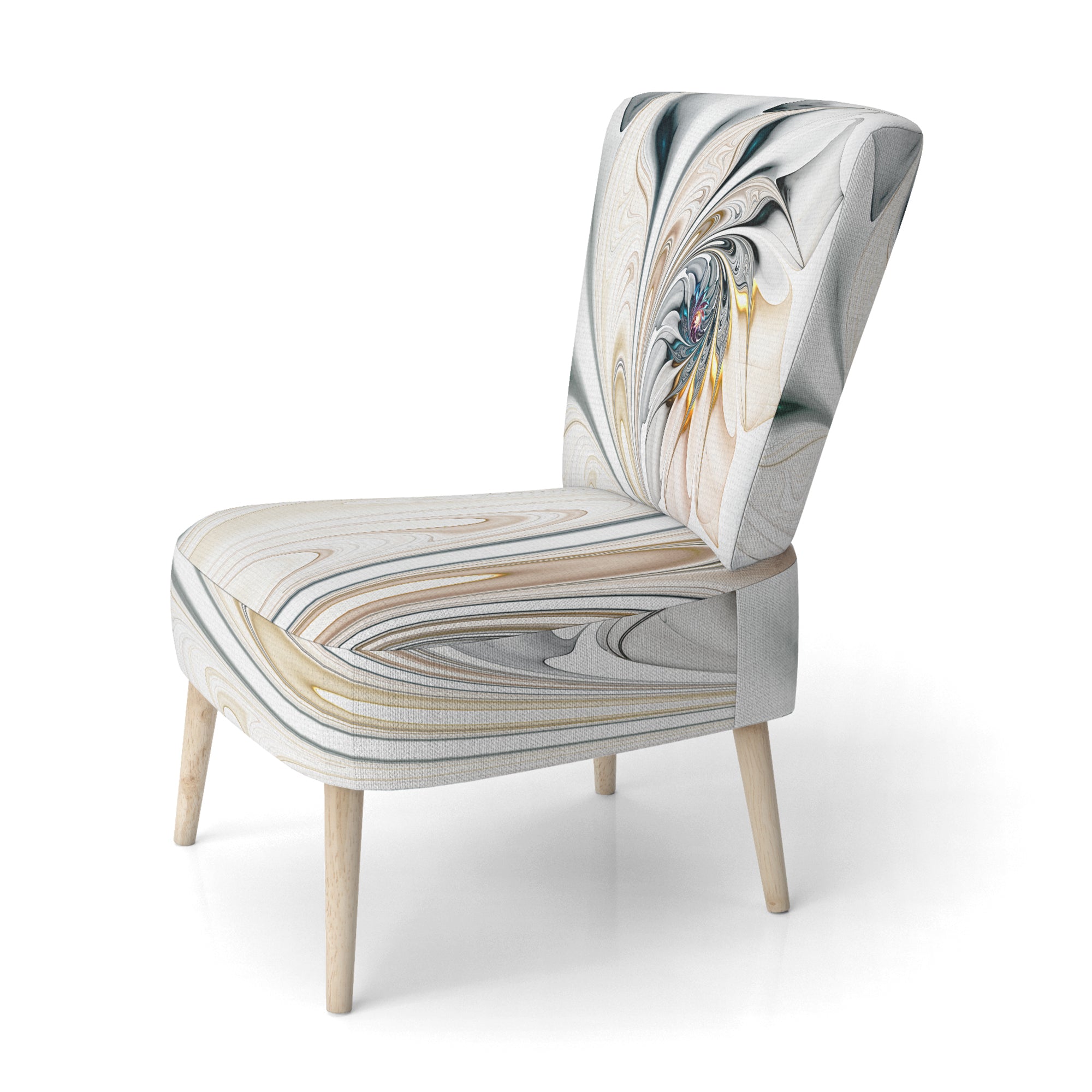 White Stained Glass Floral Floral Accent Chair