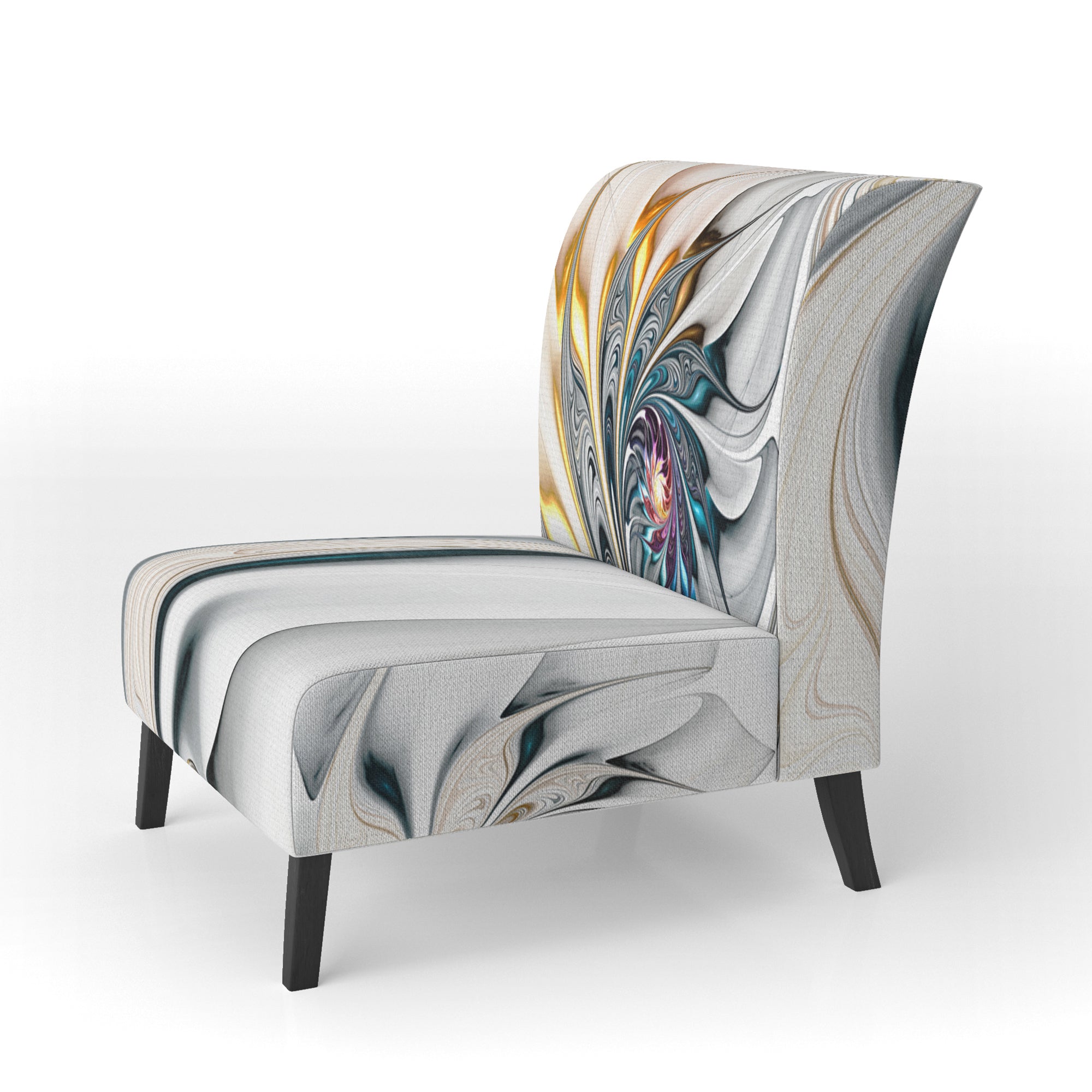 White Stained Glass Floral Floral Accent Chair