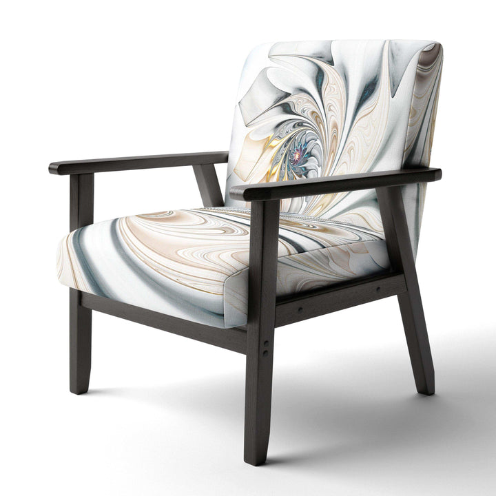 White Stained Glass Floral Floral Accent Chair